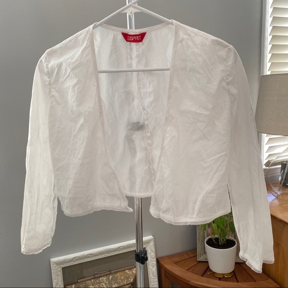 Esprit lightweight cropped white jacket.